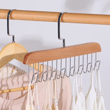 Cintre pour Ceintures en Bois pour Placard avec 8 Crochets