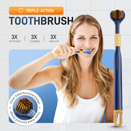 Brosse à dents à trois têtes et multi-angles pour garantir votre sécurité bucco-dentaire📢📢3 dernières heures : Grande vente⏰⏰