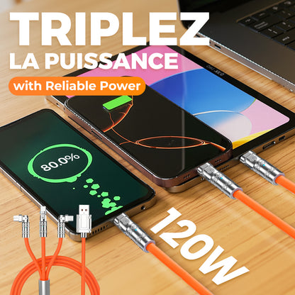 🔥🔥Câble de Charge Rapide 3-en-1 180° Rotatif 120W🔥 (Câble de chargement rotatif)