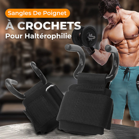 🔥Réduction limitée à 50 %🔥Sangles de Poignet Robustes à Crochets pour Haltérophilie