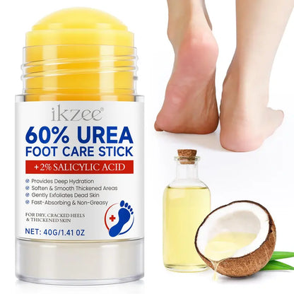 Stick de soin pour les pieds à l'urée 40 g, crème hydratante pour les pieds, soin réparateur intensif pour la peau des pieds, particulièrement adapté aux talons secs et gercés, exfoliant pour les pieds