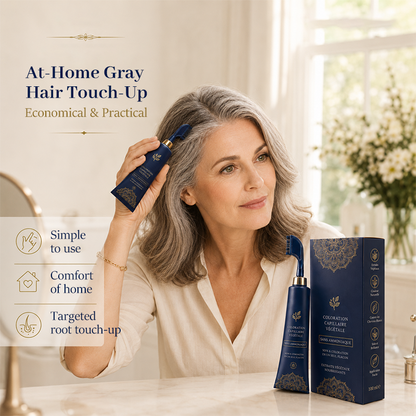 Coloration capillaire végétale à appliquer au peigne – Couverture des cheveux gris à 95 %, sans ammoniaque