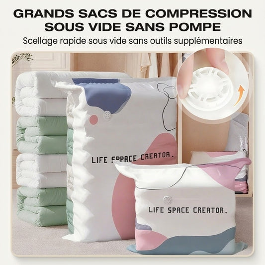 Grands sacs de conservation sous vide à compression sans pompe