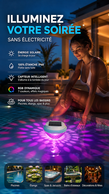 -50% Aujourd’hui 🏊‍♂️☀️ Lampe LED Flottante Solaire pour Piscine