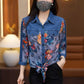 Women’s 3/4 Sleeve Denim Floral Print Patchwork Shirt