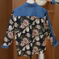 Women’s 3/4 Sleeve Denim Floral Print Patchwork Shirt