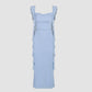 Elegant Square Neck Slim Dress with Fluttering Straps