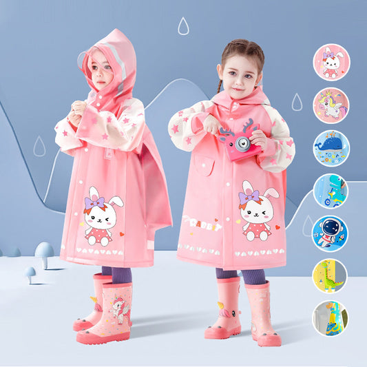 Kids Reusable Waterproof Hooded Raincoats