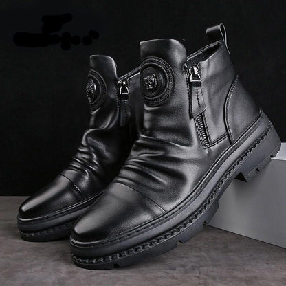 [Best Gift] Men’s Classic Casual Side-zip Leather Boots