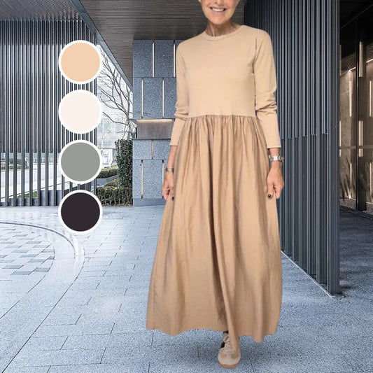 Robe fluide en maille, longueur midi, à manches longues
