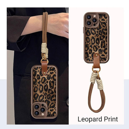 Leopard Print Case for iPhone with Lanyard