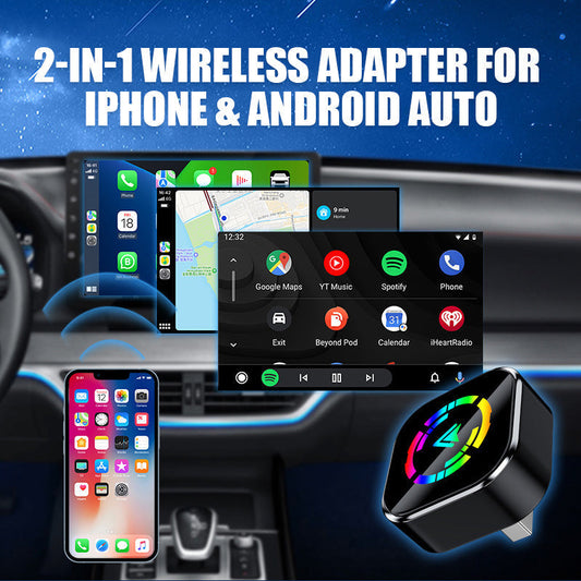 🔥 59% de réduction ! ⚡ Adaptateur sans fil 2-en-1 pour iPhone & Android Auto – Installation en 10 sec, Bluetooth 5.0 & écran divisé 🚗📱