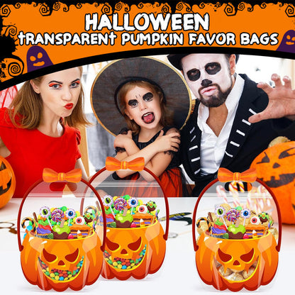 🎃👻Sacs à friandises d'Halloween en forme de citrouille | La fermeture à glissière refermable empêche les bonbons de se renverser🍬