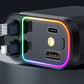 Chargeur de voiture avec éclairage ambiant Purple Star Top 120 W et câble rétractable