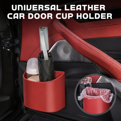 🔥 50 % DE RÉDUCTION ! Porte-gobelet universel en cuir pour portière de voiture – Cuir PU haut de gamme, attache sécurisée & compatible avec bouteilles, smartphones et plus encore 🚗☕