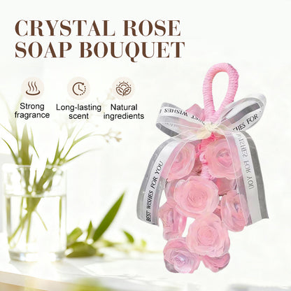 Handmade Crystal Rose Scented Soap Bouquet