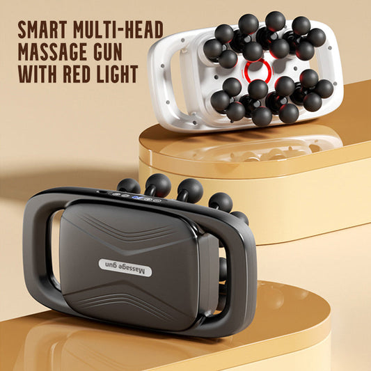 Pistolet de massage intelligent à plusieurs têtes avec thérapie par lumière rouge