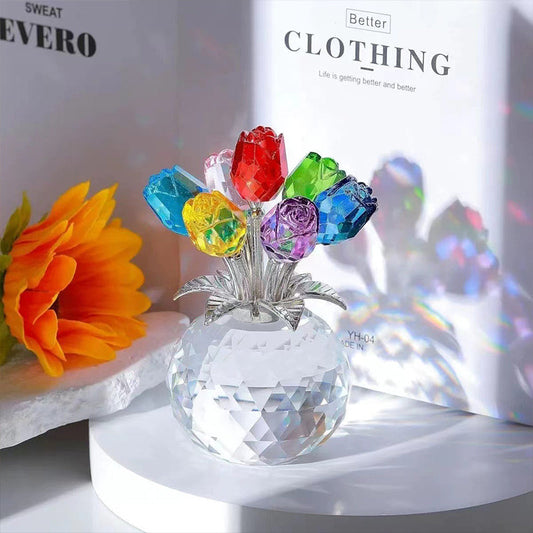 💎 50 % DE RÉDUCTION ! 💎 Rose en cristal éternelle dans un vase – Souvenir scintillant fait main, qui ne se décolore pas, idéal comme cadeau 🌹✨
