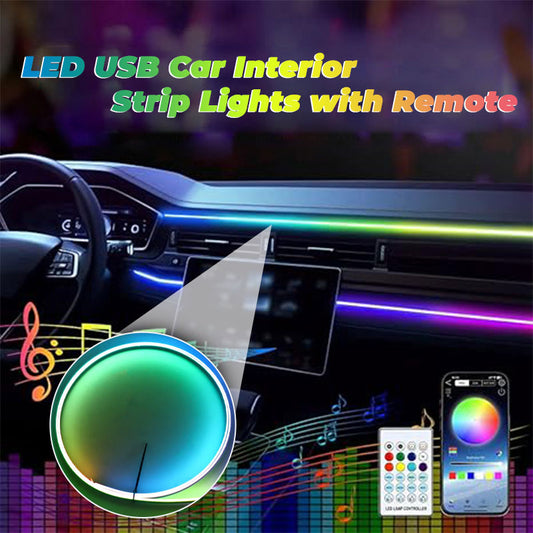 Bandes lumineuses LED USB pour intérieur de voiture avec télécommande