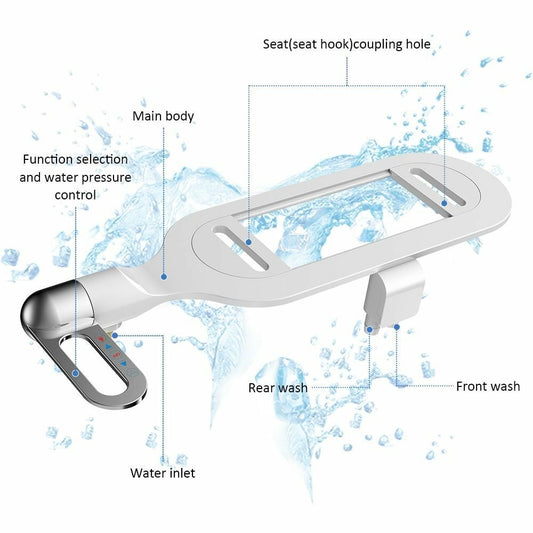 Accessoire de bidet non électrique, hygiénique et autonettoyant pour toilettes, avec double jet