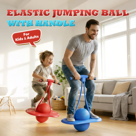 Ballon rebondissant élastique avec poignée pour enfants et adultes
