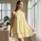 Mini-robe fluide à dos nu et taille basse pour femme