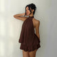 Mini-robe fluide à dos nu et taille basse pour femme