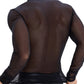 🔥BONNE AFFAIRE🔥T-shirt à manches longues en maille transparente pour homme