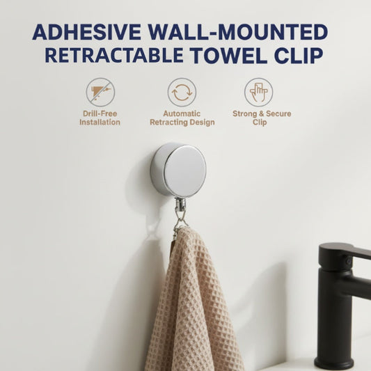 🔥BONNE AFFAIRE🔥Porte-serviette rétractable adhésif à fixer au mur