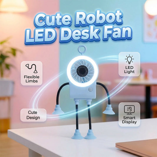🥳SOLDES 2026🥳Ventilateur de bureau robotisé flexible avec éclairage LED