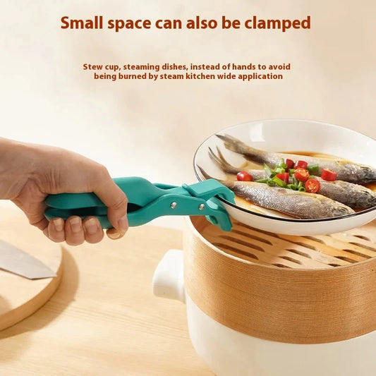 Pince en silicone anti-brûlures Pince multifonctionnelle créative pour la cuisine Porte-cuillère Pinces à casserole