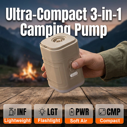 🥳SOLDES 2026🥳Pompe à air électrique portable 3-en-1 avec lampe de poche