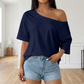 T-shirt décontracté à épaules dénudées pour femme