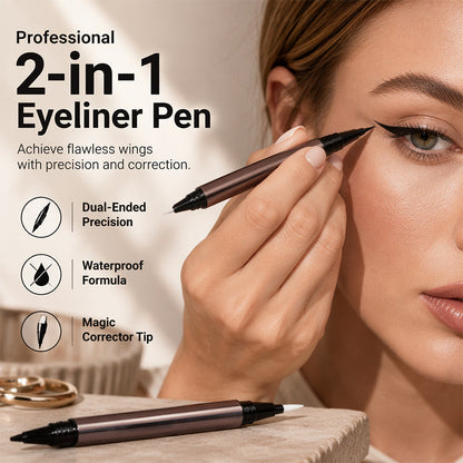 Eyeliner 2-en-1 Waterproof avec Correcteur Magic ✨