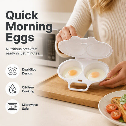 ✨ Cuiseur à œufs à double compartiment pour micro-ondes – Cuisson rapide et sans huile, en PP de qualité alimentaire et ustensile de cuisine polyvalent 💫