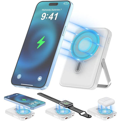 Batterie externe à recharge rapide magnétique avec support