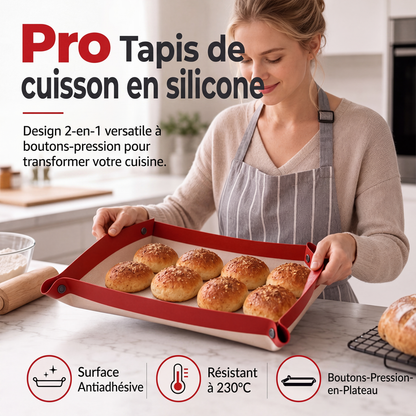 ❄️Summerfresh 50% DE RÉDUCTION !🔥2-en-1 Tapis de Cuisson Silicone & Plateau Clipsable – Tapis Réutilisable Antiadhésif pour Pâtisserie, Rôtissage & Pétrissage