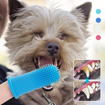 Brosse à dents de doigt en silicone pour animaux de compagnie