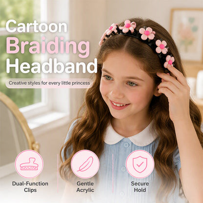 🎀 Bandeau tressé à motifs de dessins animés – Une coiffure facile et mignonne