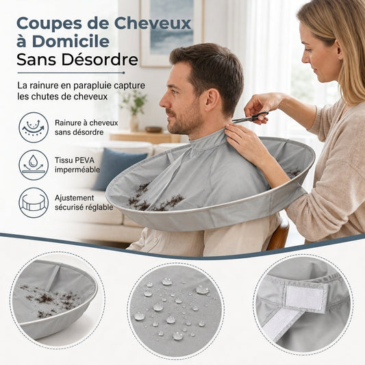 ✂️✨ Cape de coiffure avec filet à cheveux – Évitez que les cheveux coupés ne tombent sur vos vêtements et le sol