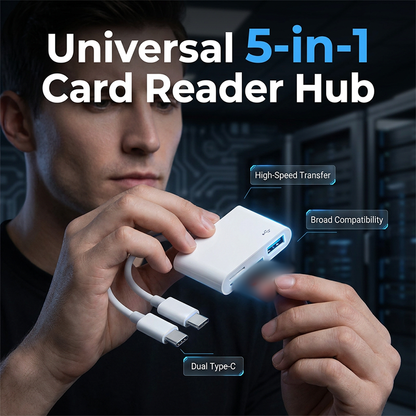 💾 Lecteur de cartes mémoire 5-en-1 | USB-C + 8 broches