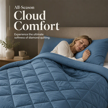 📢📢50 % DE RÉDUCTION !! ⏰ Ensemble de couette matelassée 3 pièces avec taies d'oreiller – Microfibre toutes saisons