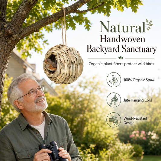 ⏳Offre à durée limitée ! 🐦 Nid d'oiseau sphérique en paille tissé à la main – Tissage serré et résistant aux intempéries, pour apporter une touche naturelle à votre jardin 🌾🍃
