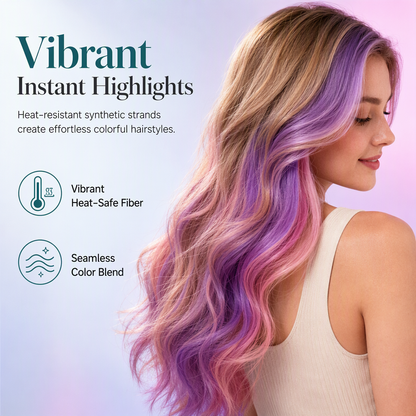 💇‍♀️ Mèches colorées lisses à clipser | Extensions de cheveux lisses à clipser, installation rapide, sans colle