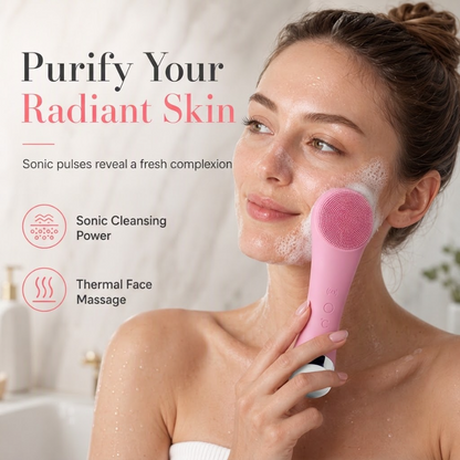 Electric Silicone Facial Cleansing Brush with Heating Function