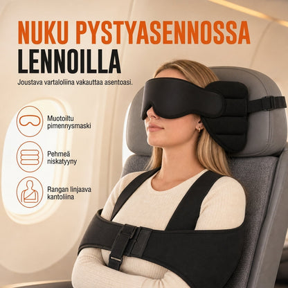 ✈️ 3D Memory Foam Matkatyyny & Pimennettävä Silmämaski – Ergonominen Niskatuki Mukavaan Matkustamiseen