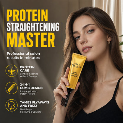 Crème lissante aux protéines pour cheveux avec peigne de coiffage intégré