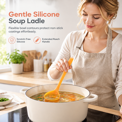 Louche à soupe en silicone translucide épaisse pour ustensiles de cuisine antiadhésifs – Cuillère de cuisine