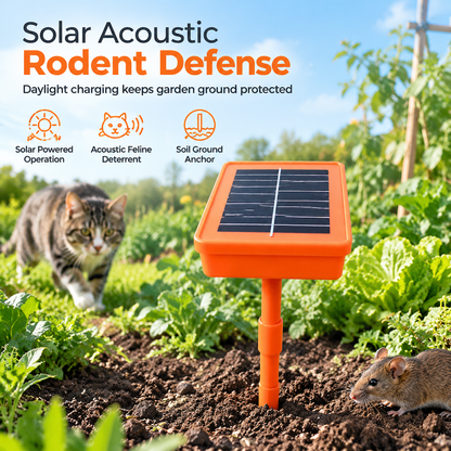 ☀️ Solar-Powered Garden Rodent Deterrent – Cat Sound Device