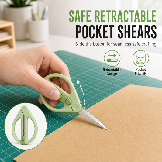✂️ Retractable Pocket Scissors – Compact Sliding Craft Scissors with Cap-Free Storage